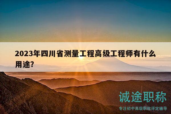 2023年四川省测量工程高级工程师有什么用途？