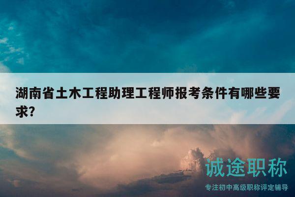 湖南省土木工程助理工程师报考条件有哪些要求？