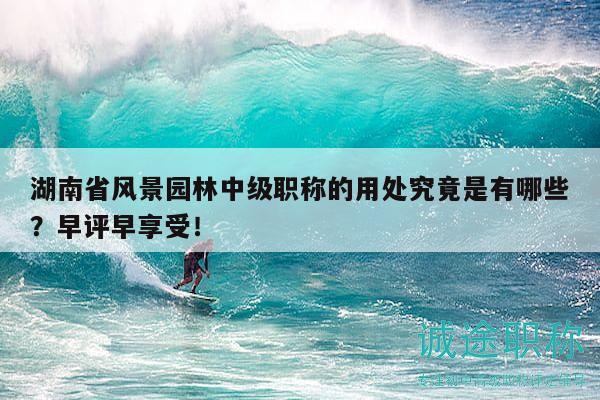 湖南省风景园林中级职称的用处究竟是有哪些？早评早享受！
