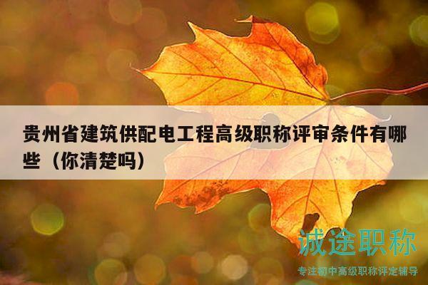 贵州省建筑供配电工程高级职称评审条件有哪些（你清楚吗）