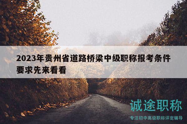 2023年贵州省道路桥梁中级职称报考条件要求先来看看