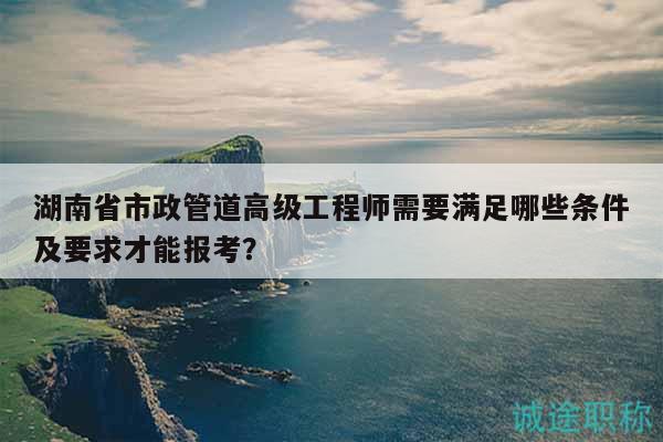 湖南省市政管道高级工程师需要满足哪些条件及要求才能报考？