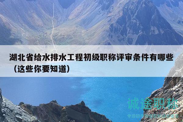 湖北省给水排水工程初级职称评审条件有哪些（这些你要知道）