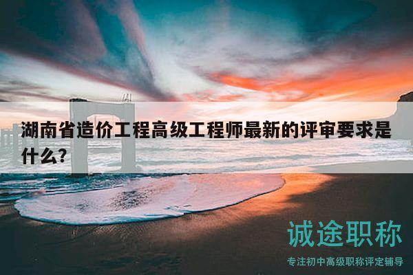 湖南省造价工程高级工程师最新的评审要求是什么？