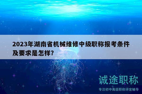 2023年湖南省机械维修中级职称报考条件及要求是怎样？