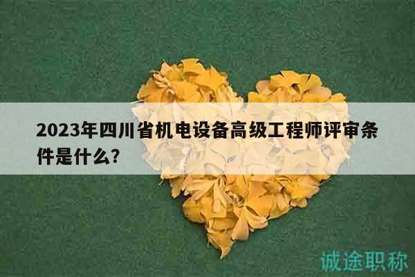 2023年四川省机电设备高级工程师评审条件是什么？