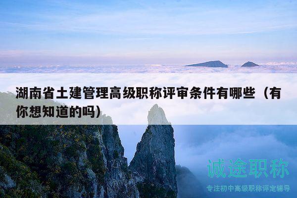 湖南省土建管理高级职称评审条件有哪些（有你想知道的吗）