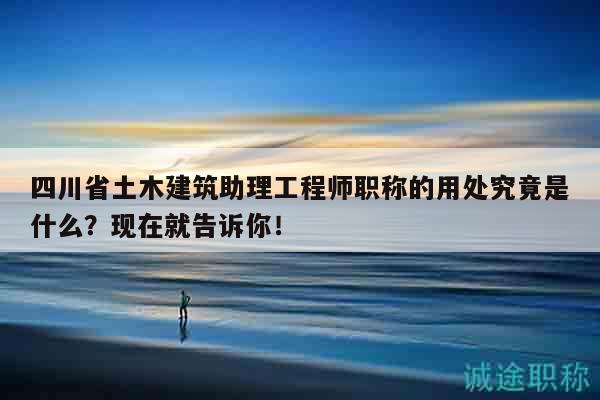 四川省土木建筑助理工程师职称的用处究竟是什么？现在就告诉你！