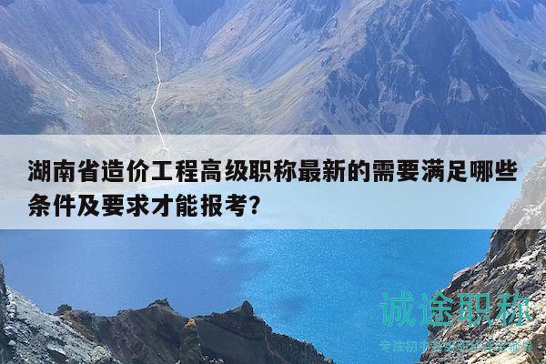 湖南省造价工程高级职称最新的需要满足哪些条件及要求才能报考？
