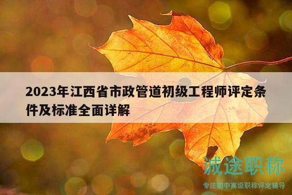 2023年江西省市政管道初级工程师评定条件及标准全面详解