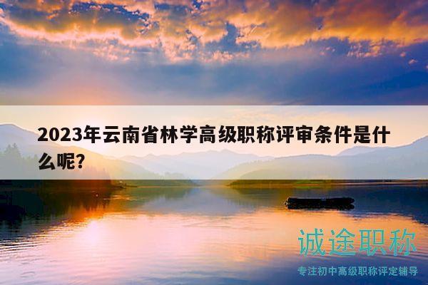 2023年云南省林学高级职称评审条件是什么呢？