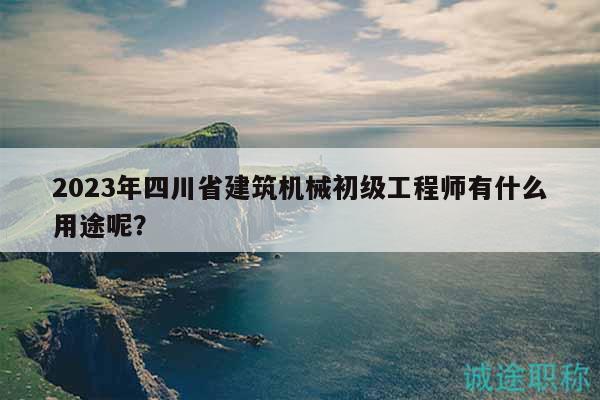 2023年四川省建筑机械初级工程师有什么用途呢？