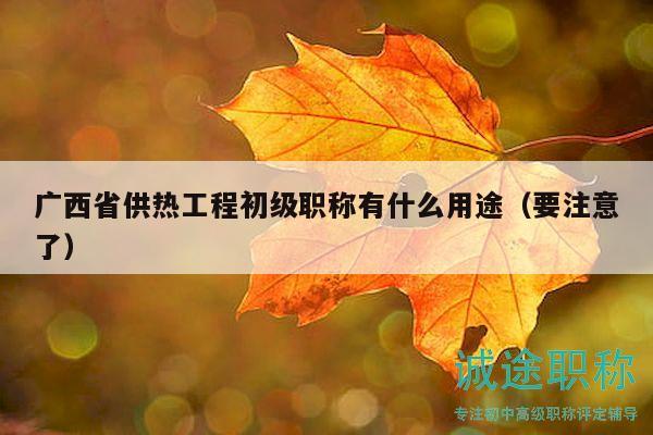 广西省供热工程初级职称有什么用途（要注意了）