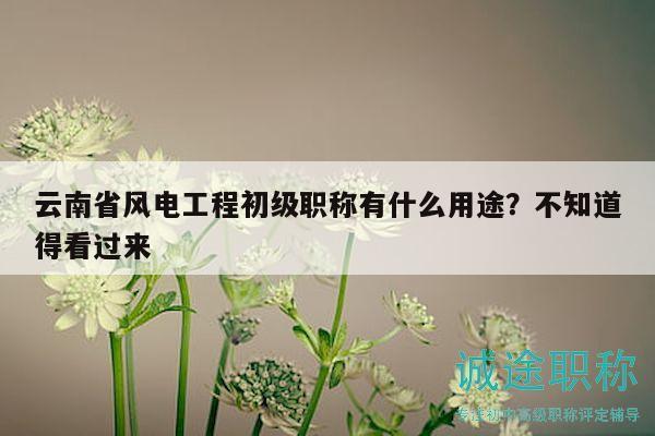 云南省风电工程初级职称有什么用途？不知道得看过来
