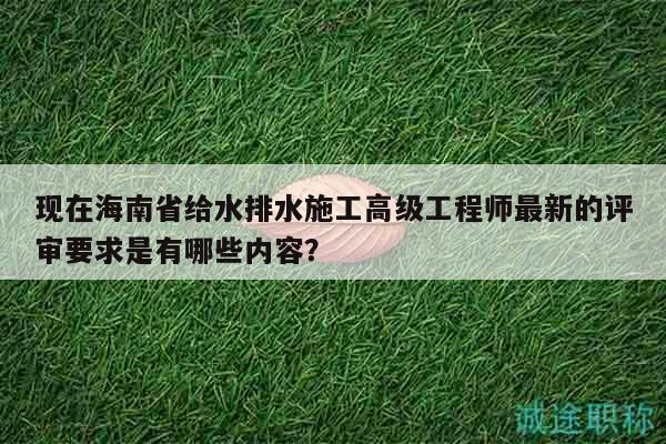 现在海南省给水排水施工高级工程师最新的评审要求是有哪些内容？