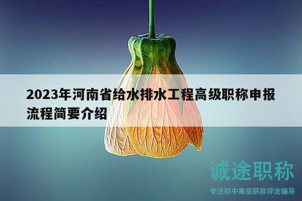 2023年河南省给水排水工程高级职称申报流程简要介绍