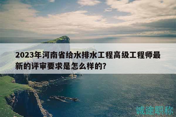 2023年河南省给水排水工程高级工程师最新的评审要求是怎么样的？
