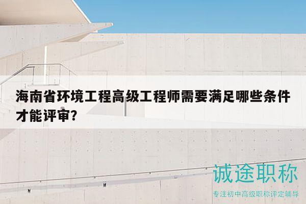 海南省环境工程高级工程师需要满足哪些条件才能评审？