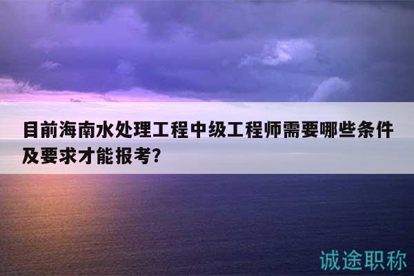 目前海南水处理工程中级工程师需要哪些条件及要求才能报考？