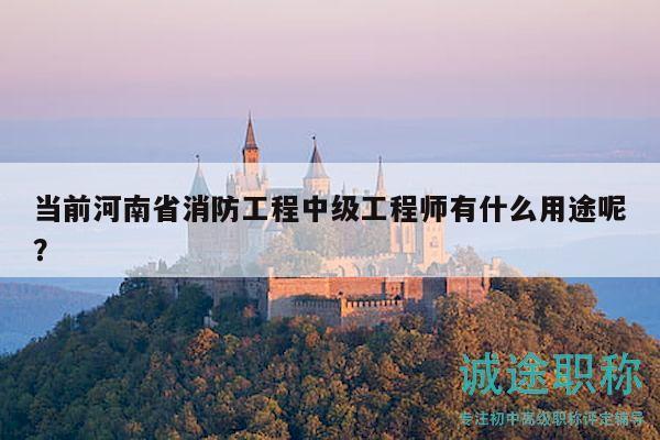 当前河南省消防工程中级工程师有什么用途呢？