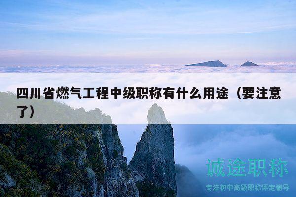 四川省燃气工程中级职称有什么用途（要注意了）