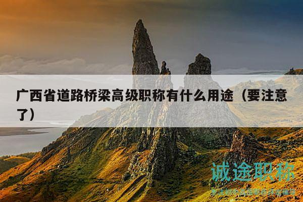 广西省道路桥梁高级职称有什么用途（要注意了）