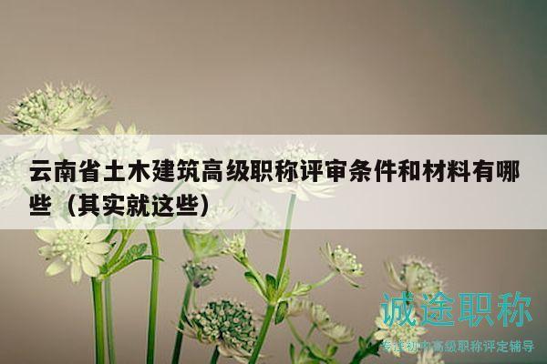 云南省土木建筑高级职称评审条件和材料有哪些（其实就这些）
