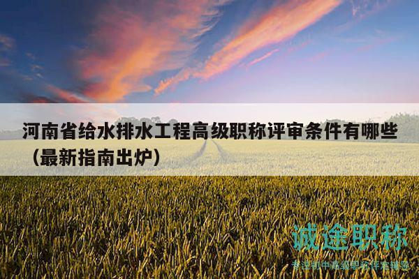 河南省给水排水工程高级职称评审条件有哪些（最新指南出炉）