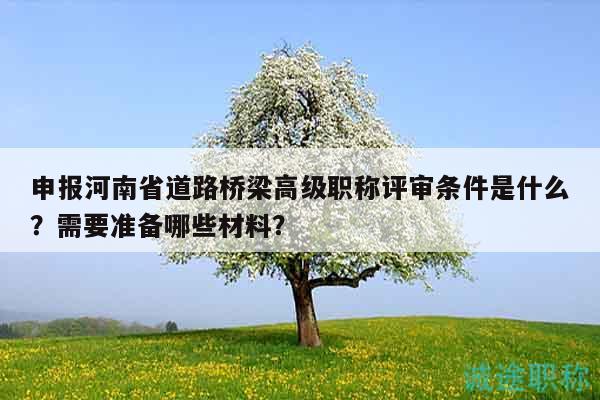 申报河南省道路桥梁高级职称评审条件是什么？需要准备哪些材料？