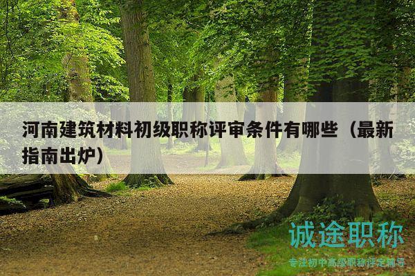 河南建筑材料初级职称评审条件有哪些（最新指南出炉）