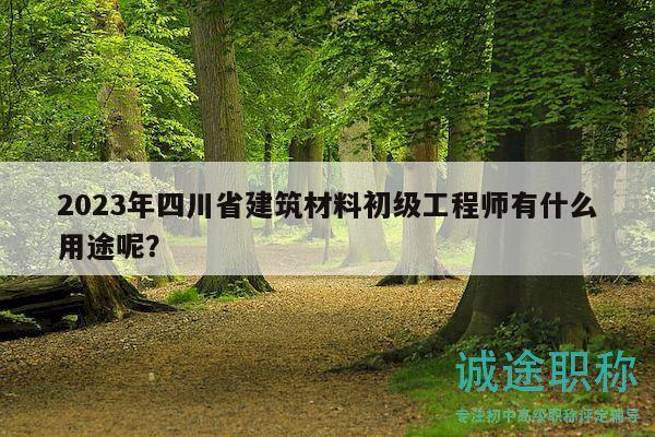 2023年四川省建筑材料初级工程师有什么用途呢？