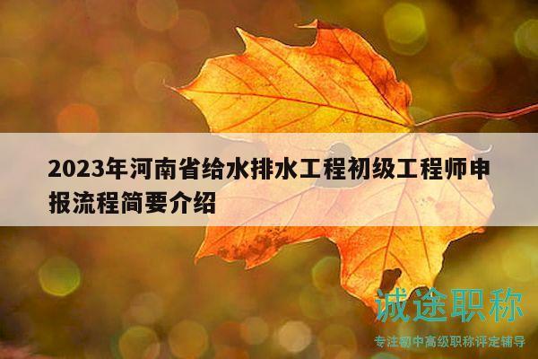 2023年河南省给水排水工程初级工程师申报流程简要介绍