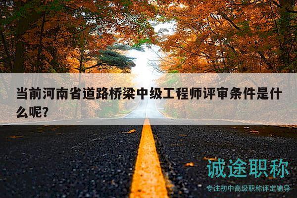 当前河南省道路桥梁中级工程师评审条件是什么呢？