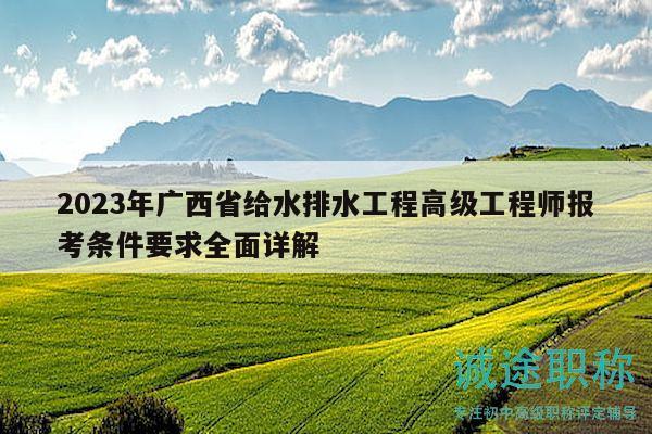 2023年广西省给水排水工程高级工程师报考条件要求全面详解