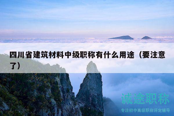 四川省建筑材料中级职称有什么用途（要注意了）