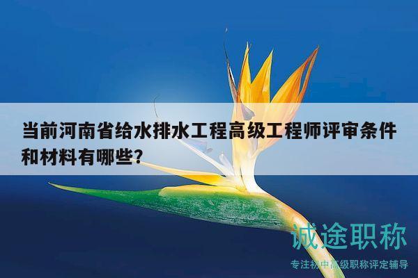 当前河南省给水排水工程高级工程师评审条件和材料有哪些？