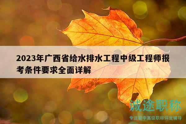 2023年广西省给水排水工程中级工程师报考条件要求全面详解
