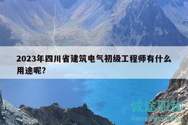 2023年四川省建筑电气初级工程师有什么用途呢？