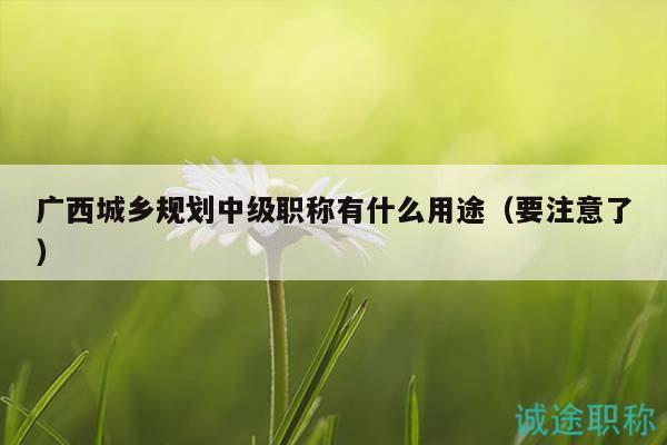 广西城乡规划中级职称有什么用途（要注意了）