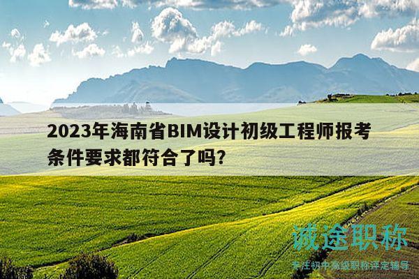 2023年海南省BIM设计初级工程师报考条件要求都符合了吗？