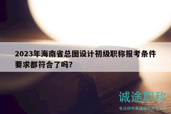 2023年海南省总图设计初级职称报考条件要求都符合了吗？