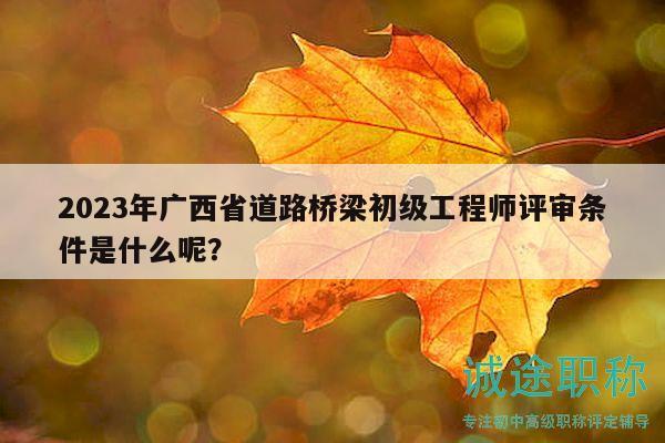 2023年广西省道路桥梁初级工程师评审条件是什么呢？