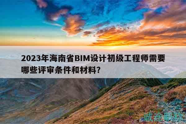 2023年海南省BIM设计初级工程师需要哪些评审条件和材料？