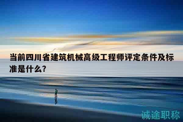 当前四川省建筑机械高级工程师评定条件及标准是什么？