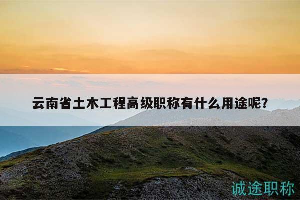 云南省土木工程高级职称有什么用途呢？