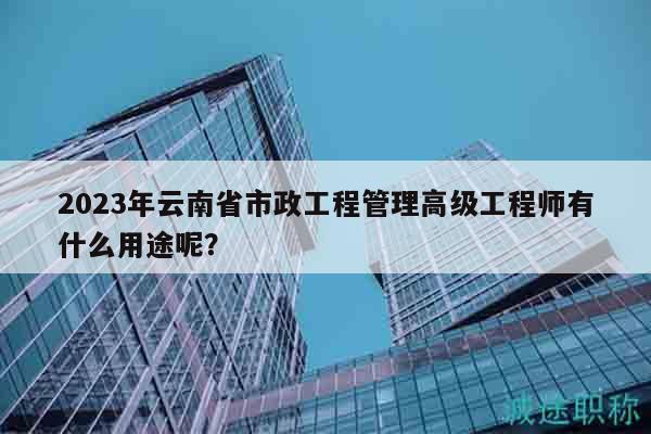 2023年云南省市政工程管理高级工程师有什么用途呢？