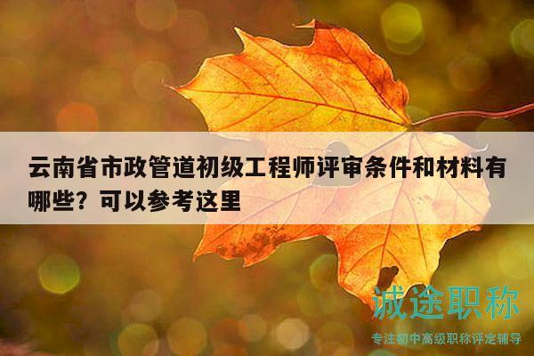 云南省市政管道初级工程师评审条件和材料有哪些？可以参考这里