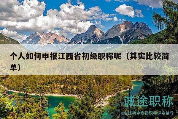 个人如何申报江西省初级职称呢（其实比较简单）
