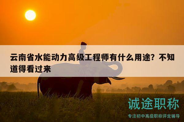 云南省水能动力高级工程师有什么用途？不知道得看过来