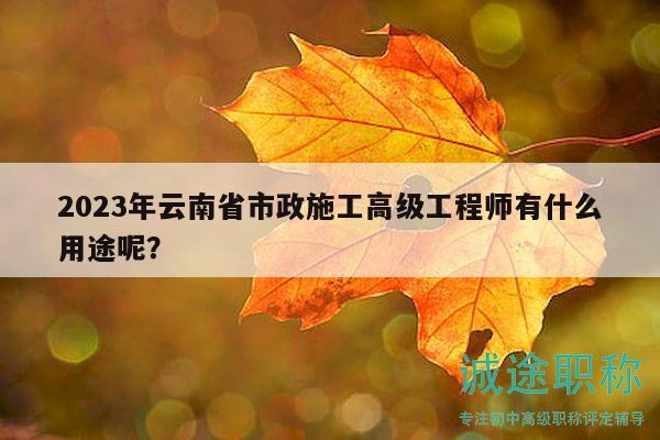 2023年云南省市政施工高级工程师有什么用途呢？